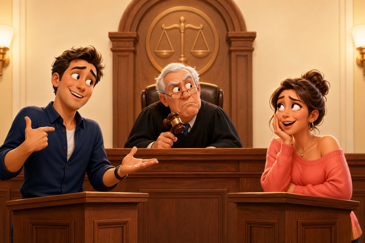 A couple waiting while the Couple Court judge weighs both stories